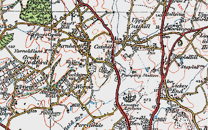 Old map of Catshill in 1919