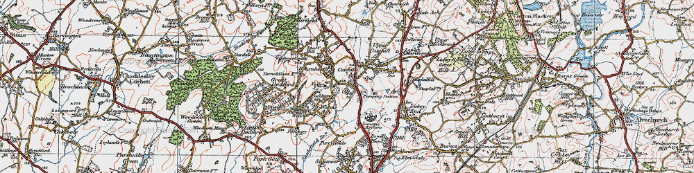 Old map of Catshill in 1919