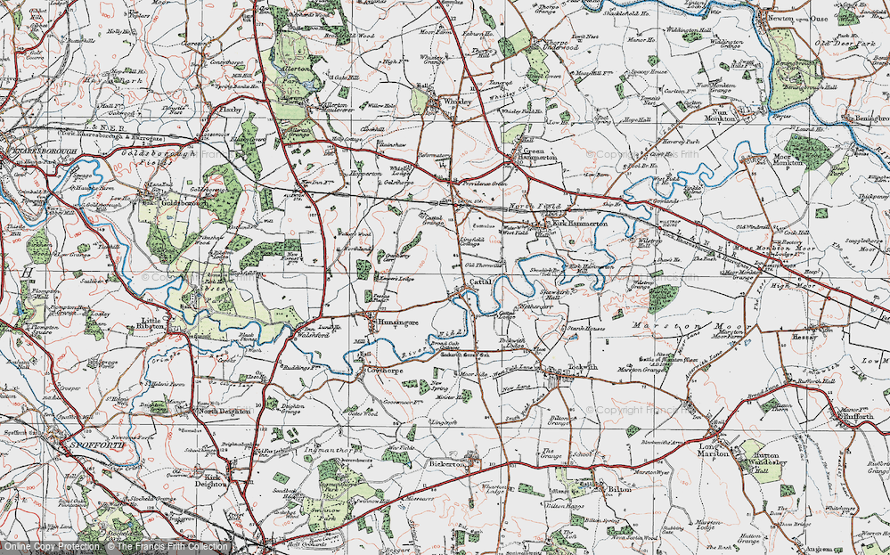 Old Map of Cattal, 1925 in 1925