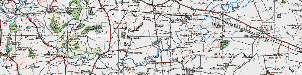 Old map of Cattal in 1925