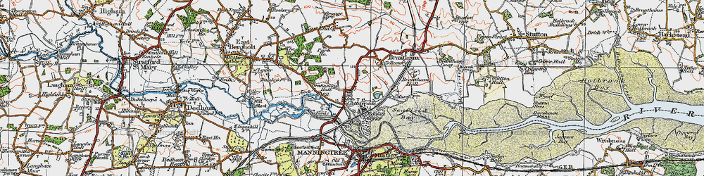 Old map of Cattawade in 1921