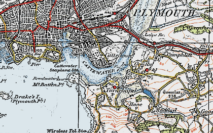Old map of Cattedown in 1919