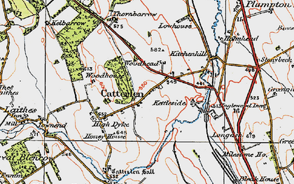 Old map of Catterlen in 1925