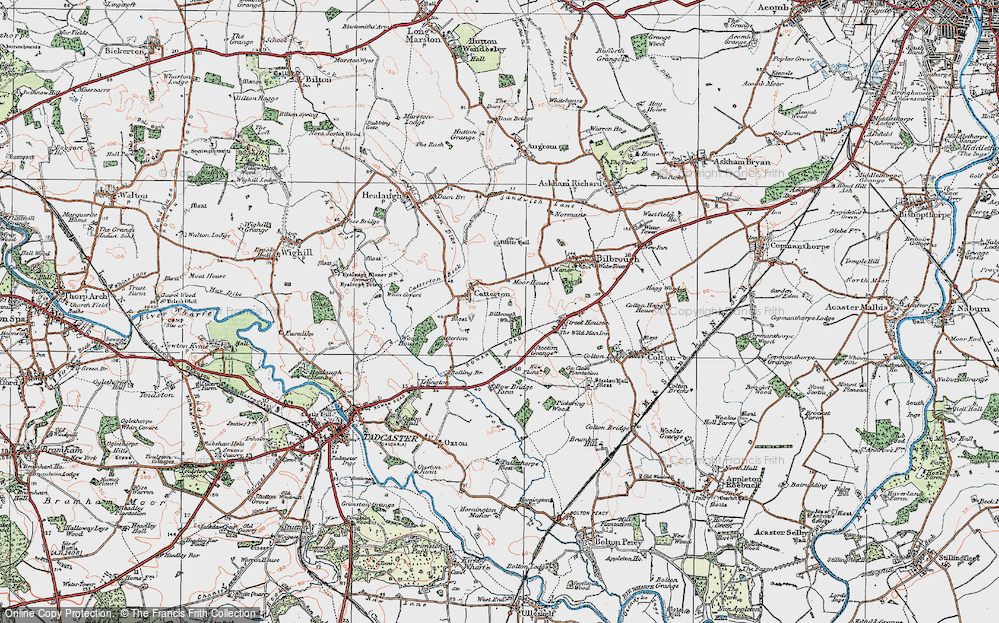 Old Map of Historic Map covering Bilbrough Whin in 1924