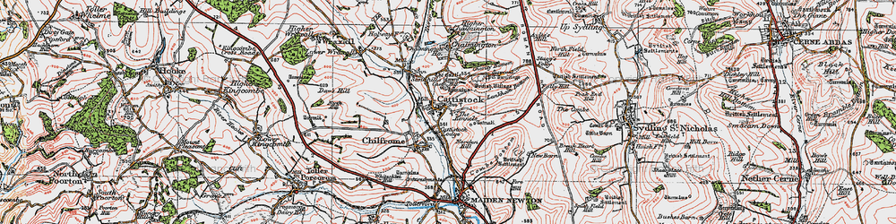 Old map of Cattistock in 1919