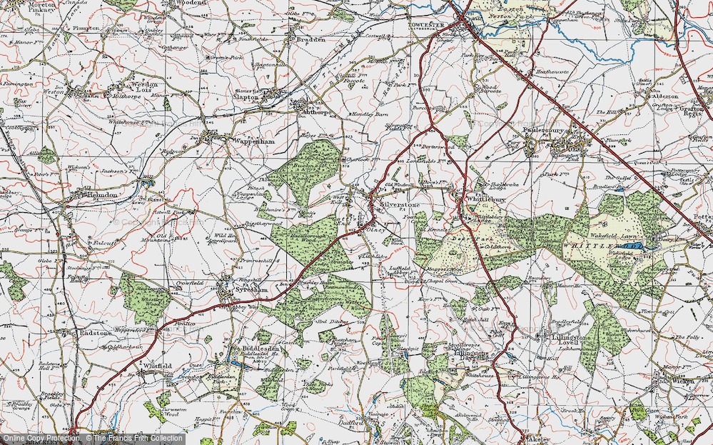 Old Map of Historic Map covering Buttockspire Wood in 1919