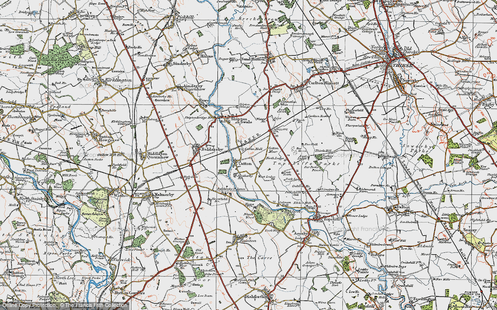 Old Map of Historic Map covering Leys in 1925