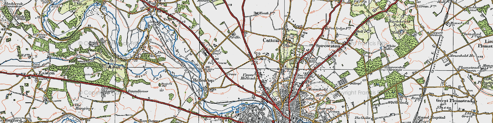 Old map of Catton Grove in 1922