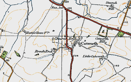 Old map of Catworth in 1919