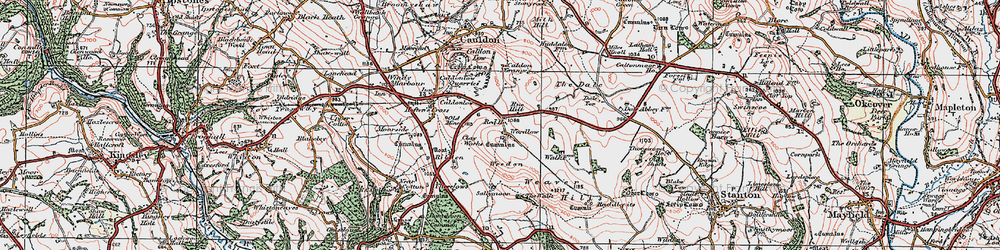 Old map of Cauldon Lowe in 1921