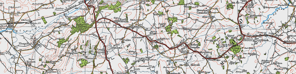 Old map of Caundle Marsh in 1919