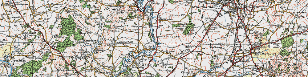 Old map of Caunsall in 1921