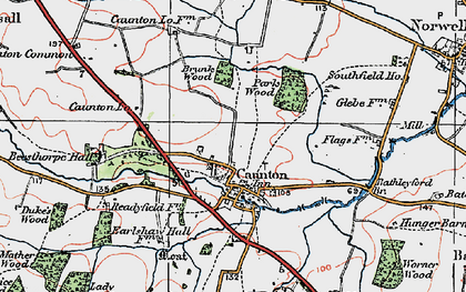 Old map of Caunton in 1923