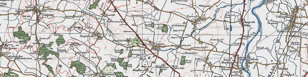 Old map of Caunton in 1923