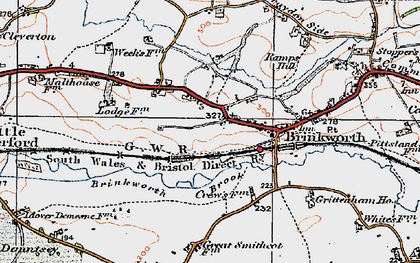 Old map of Woodbridge Brook in 1919