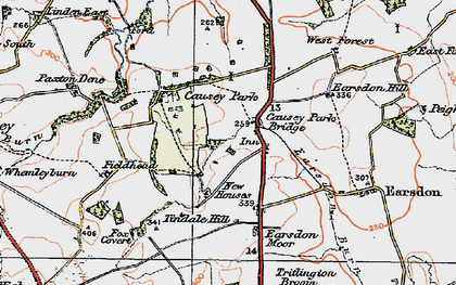 Old map of Causey Park Bridge in 1925