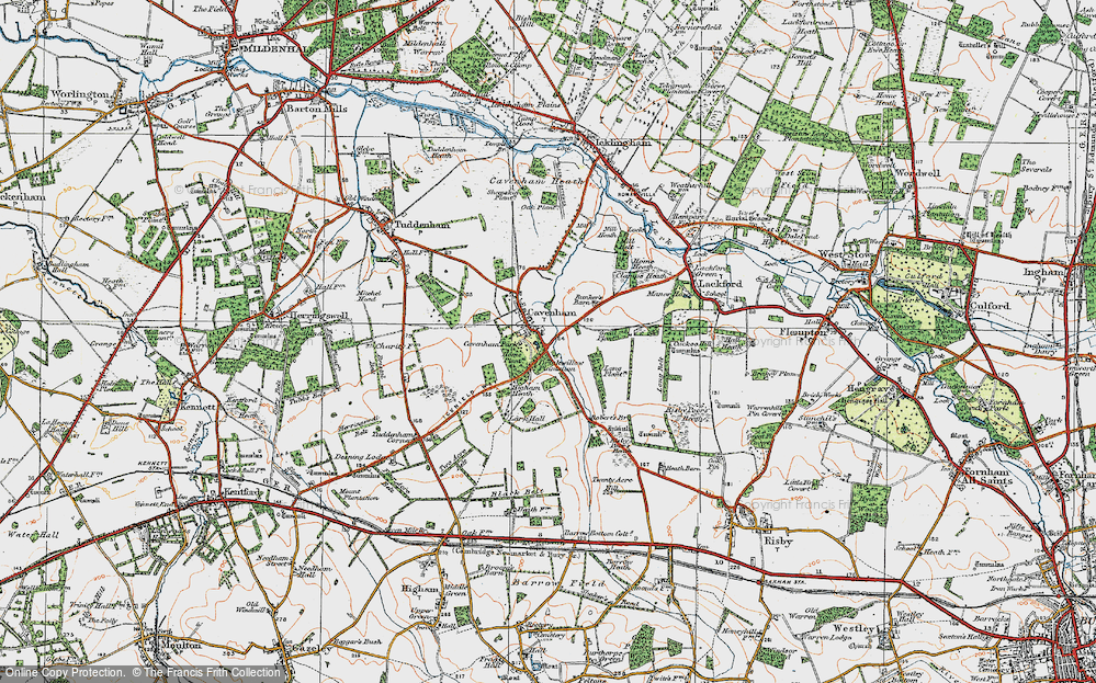 Old Map of Cavenham, 1920 in 1920