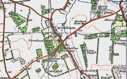 Old map of Cavenham in 1920