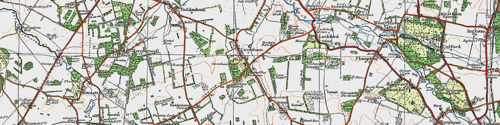 Old map of Cavenham in 1920
