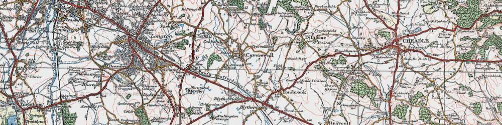 Old map of Caverswall in 1921