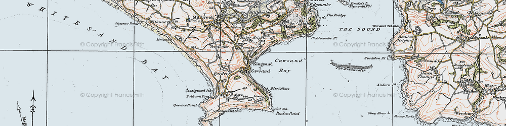 Old map of Cawsand in 1919