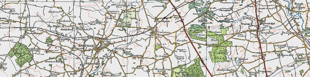 Old map of Cawston in 1922