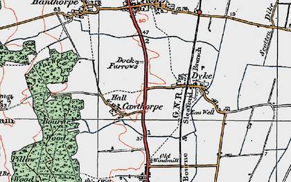 Old map of Cawthorpe in 1922