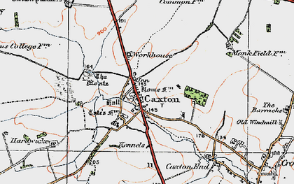Old map of Caxton in 1919