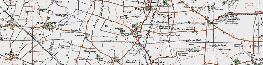 Old map of Caythorpe in 1922