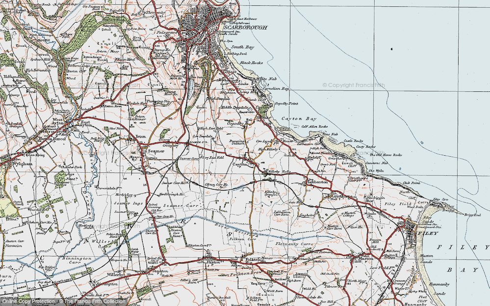 Old Map of Cayton, 1925 in 1925