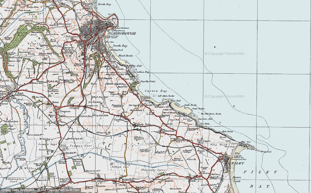 Old Map of Cayton Bay, 1925 in 1925