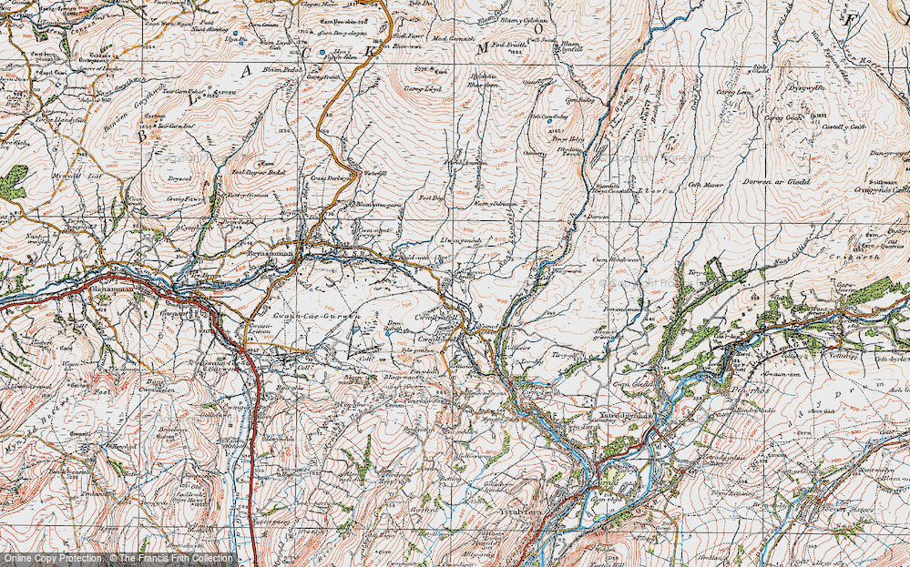 Old Map of Historic Map covering Aman Fawr in 1923
