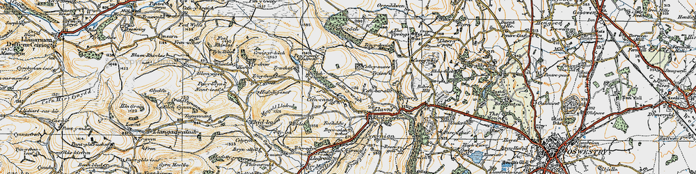 Old map of Cefn Coch in 1921