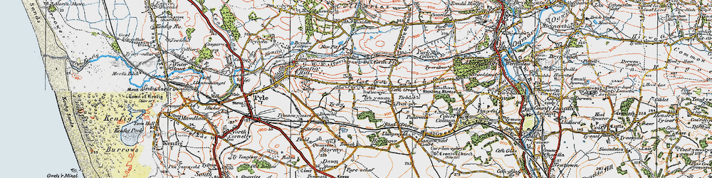 Old map of Cefn Cribwr in 1922