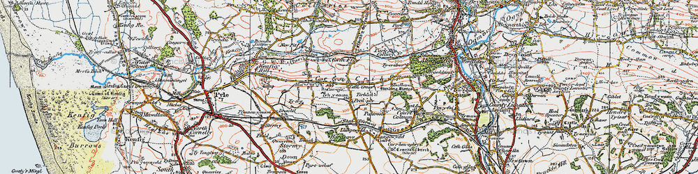 Old map of Cefn Cross in 1922