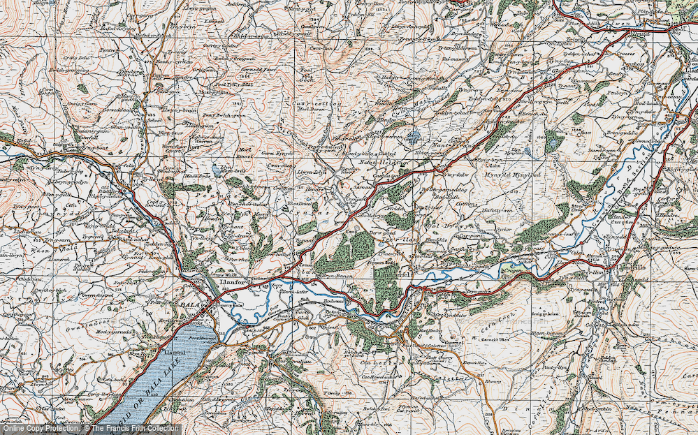 Old Map of Historic Map covering Afon Meloch in 1922