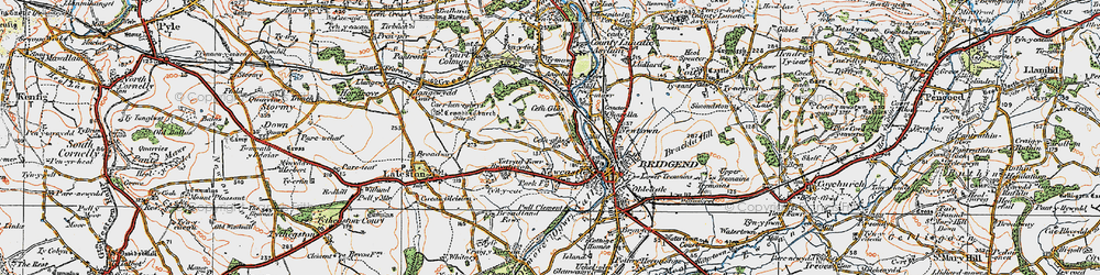 Old map of Cefn Glas in 1922
