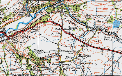 Old map of Cefn Rhigos in 1923