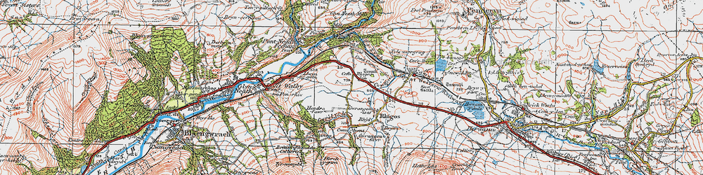 Old map of Cefn Rhigos in 1923