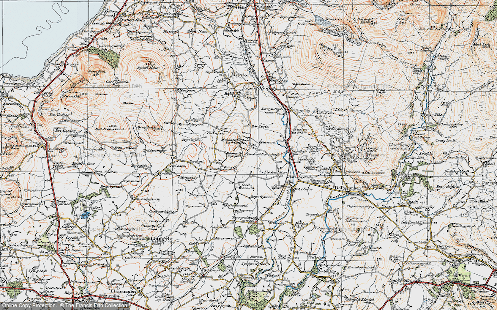Old Map of Historic Map covering Bryn-brych in 1922