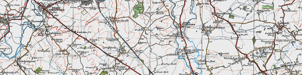 Old map of Central Milton Keynes in 1919