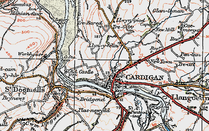 Old map of Ceredigion Coast Path in 1923