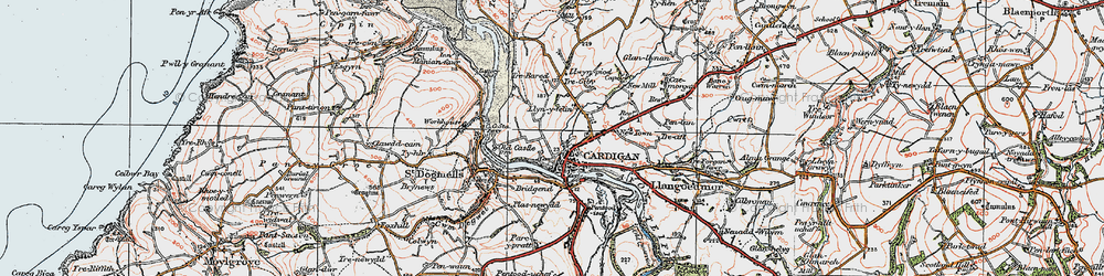 Old map of Ceredigion Coast Path in 1923