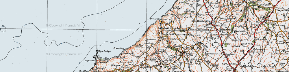 Old map of Ceredigion Coast Path in 1923