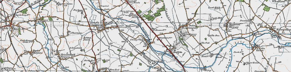 Old map of Cerney Wick in 1919