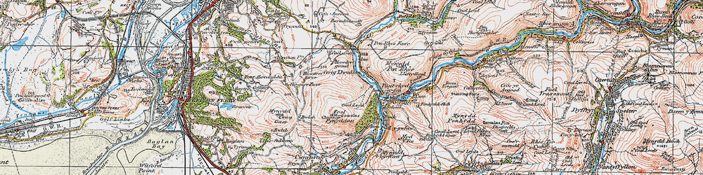 Old map of Cerrig Llwydion in 1923