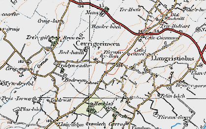 Old map of Afon Gwna in 1922