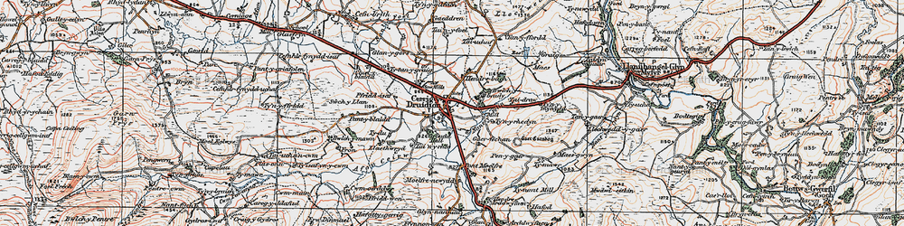Old map of Cerrigydrudion in 1922