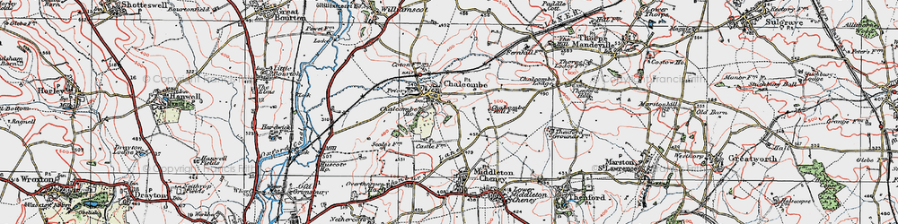Old map of Chacombe in 1919