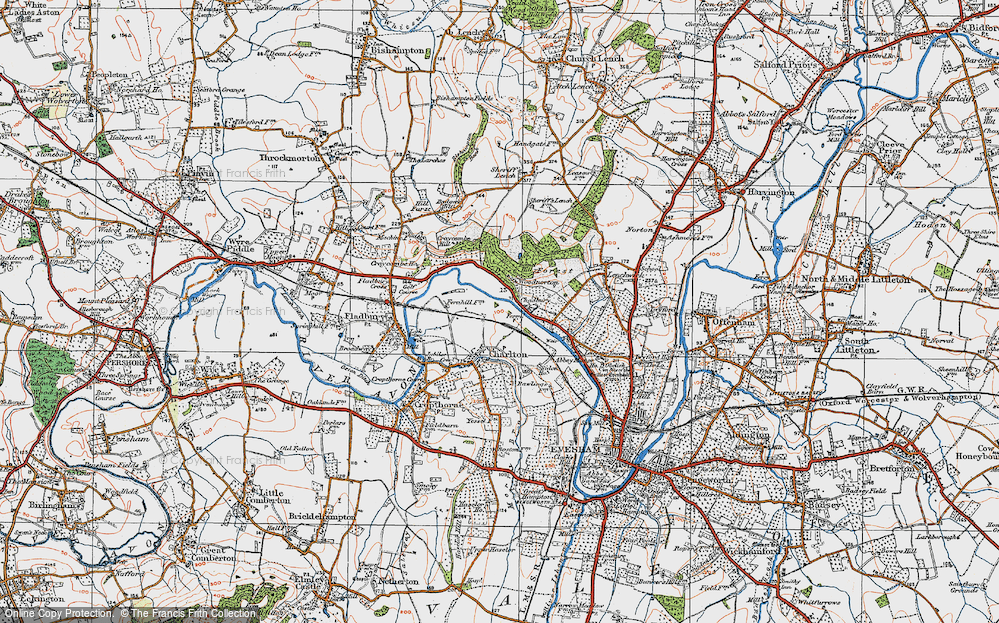 Old Map of Chadbury, 1919 in 1919
